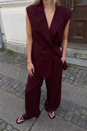 Burgundy/Pink Stripe Vida byxor med elastisk midja