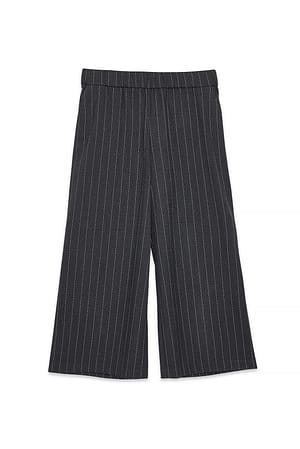 Pinstripe Elastic Waist Wide Trousers