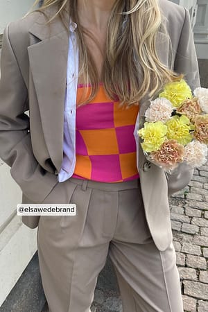 Pink/Orange Checkered Tube Top