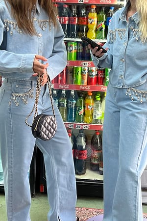 Light Blue Embellished Pocket Denim