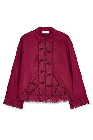 Raspberry Embroidered Long Sleeve Blouse