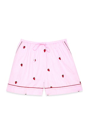 Pink Stripe weite Shorts mit Stickereidetail