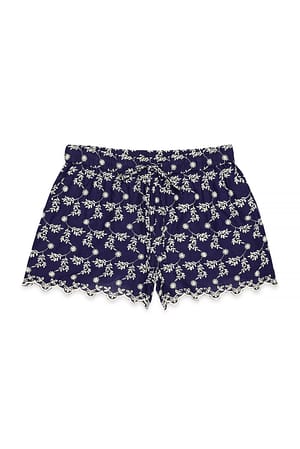 Navy Embroidery Detail Mini Shorts