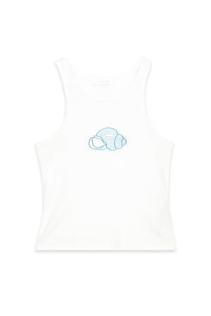 Off White Singlet med broderidetaljer