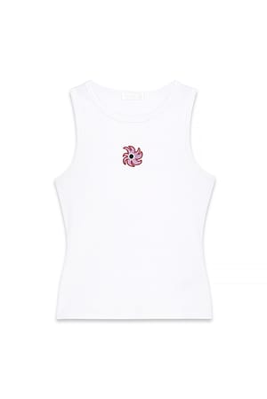 White Brodert tanktopp med detaljer