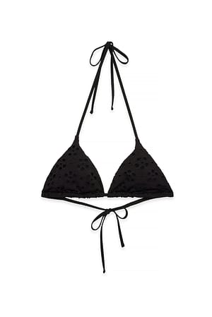 Black Bikinitop med broderidetalje