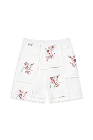 White Embroidery Shorts