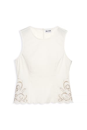 White Topp med broderi