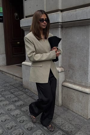 Beige Blazer cintré à double boutonnage