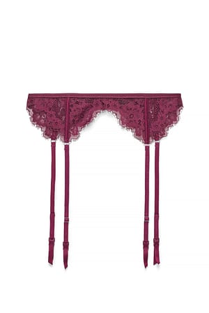 Wine Red Eyelash Lace Suspender Belt