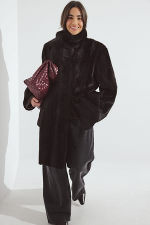 Dark Brown Jakke i imiteret pels