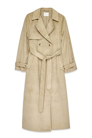 Sand Faux Suede Trenchcoat