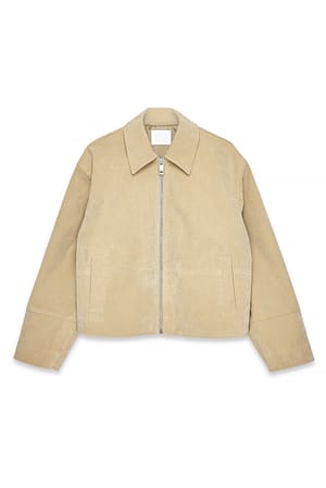 Beige Faux Suede Zip Jacket