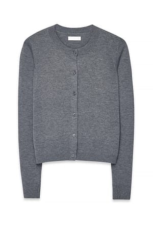 Grey Melange Strickjacke aus Feinstrick