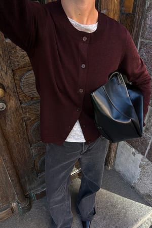Burgundy Cardigan en maille fine