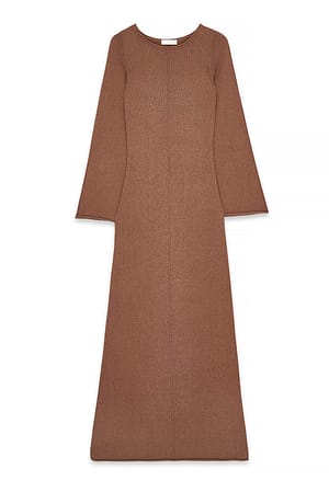 Brown Fine Knitted Maxi Dress