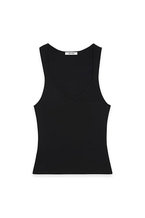 Black Fine Knitted Scoop Neck Top