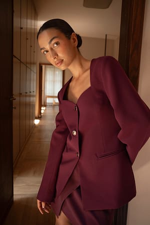 Burgundy Taillierter Blazer