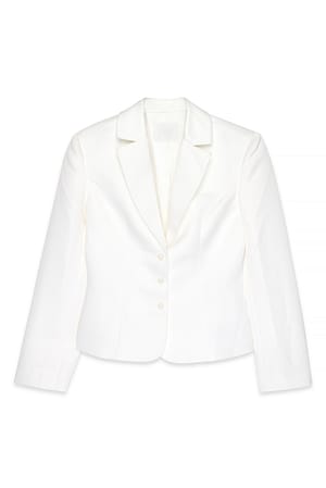 White Fitted Satin Blazer