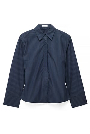 Stripe Fitted Shoulder Pad Shirt