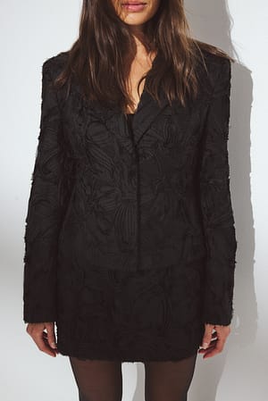 Black Åtsittande strukturerad blazer