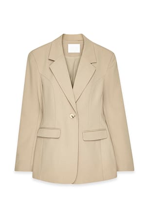 Taupe Taillierter Twill-Blazer