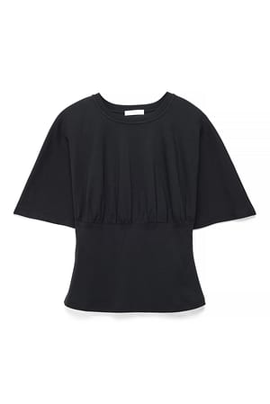Black Fitted Waist T-Shirt