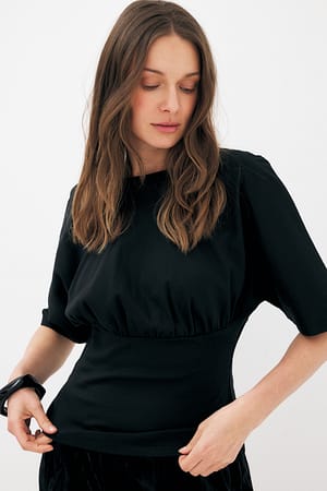 Black Fitted Waist T-Shirt