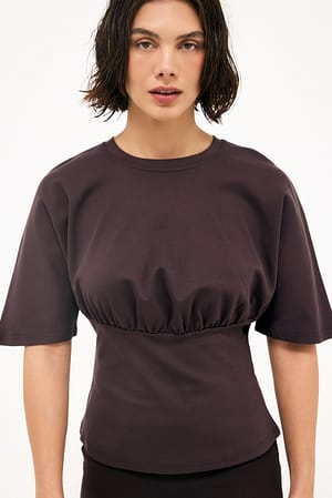Brown Fitted Waist T-Shirt