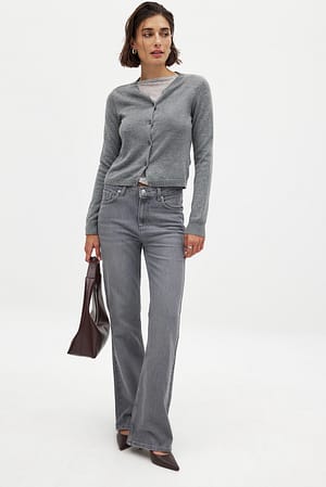 Grey Jeans med svaj og høj talje