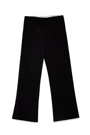 Black Pantalones de traje de cintura alta acampanados