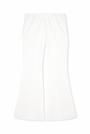 White Flared Mid Waist Pants