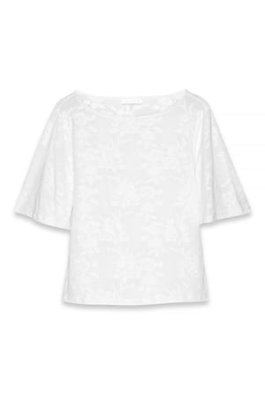 Offwhite Top med flæseærmer
