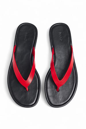 Red Platte flipflopsandalen