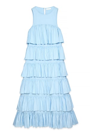 Light Blue Flounce Detail Maxi Dress