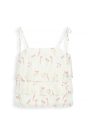Multi Colour Print Schultertop mit Volant und Schnürung