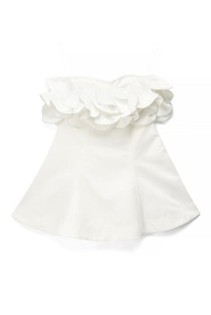 White Bandeau mini-jurk met bloemdetail