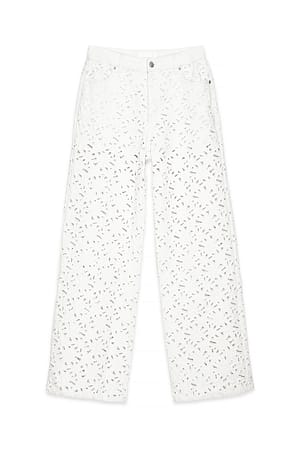 White Jean à motif fleurs