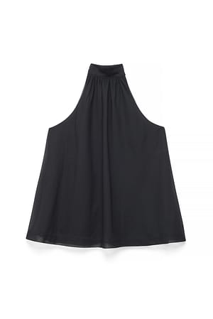 Black Flowy Collar Top