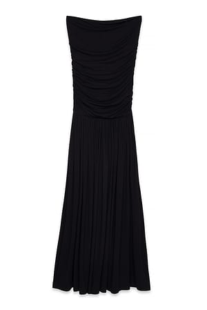 Black Flowy Tube Maxi Dress