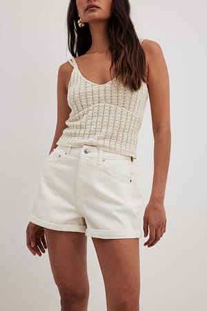 White Opgevouwen jeans short
