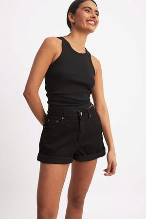 Black Short en jean à pliage droit