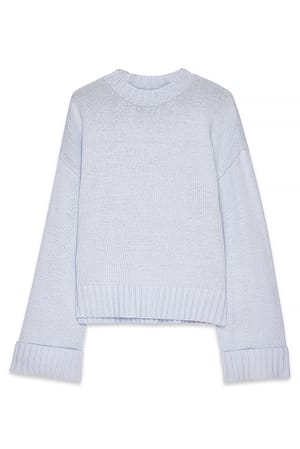 Dusty Light blue Strickpullover mit gefalteten Ärmeln