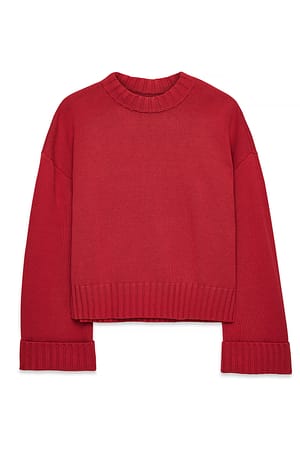 True Red Strickpullover mit gefalteten Ärmeln