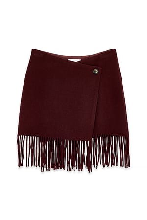 Wine Fringe Detail Skirt