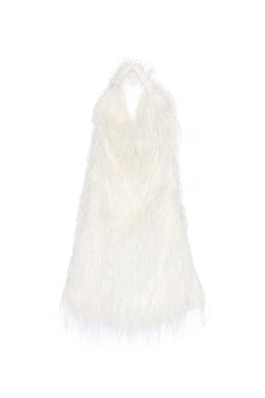 White Fringe Halterneck Top