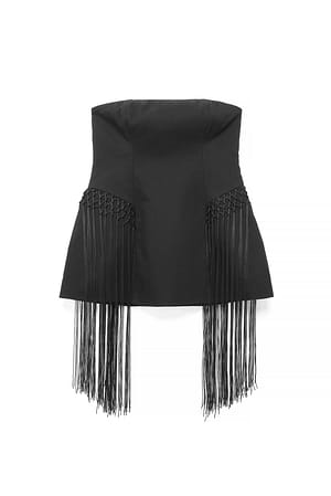 Black Fringe Hourglass Top