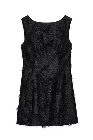 Black Fringe Sleeveless Mini Dress