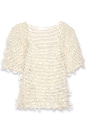 Cream T-Shirt mit Fransen