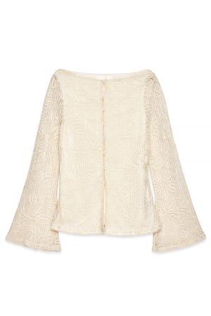 Beige Front Button Crochet Top